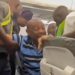 (Video) Man shouting “Tinubu must not be sworn in as President" forced out of Lagos-bound Ibom Air flight Forced Out Of Ibom Air Flight